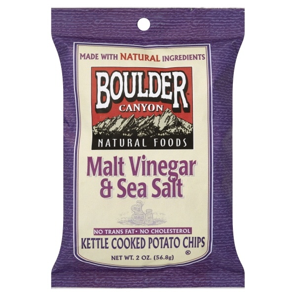 slide 1 of 3, Boulder Canyon Malt Vinegar And Sea Salt Kettle Chips, 2 oz