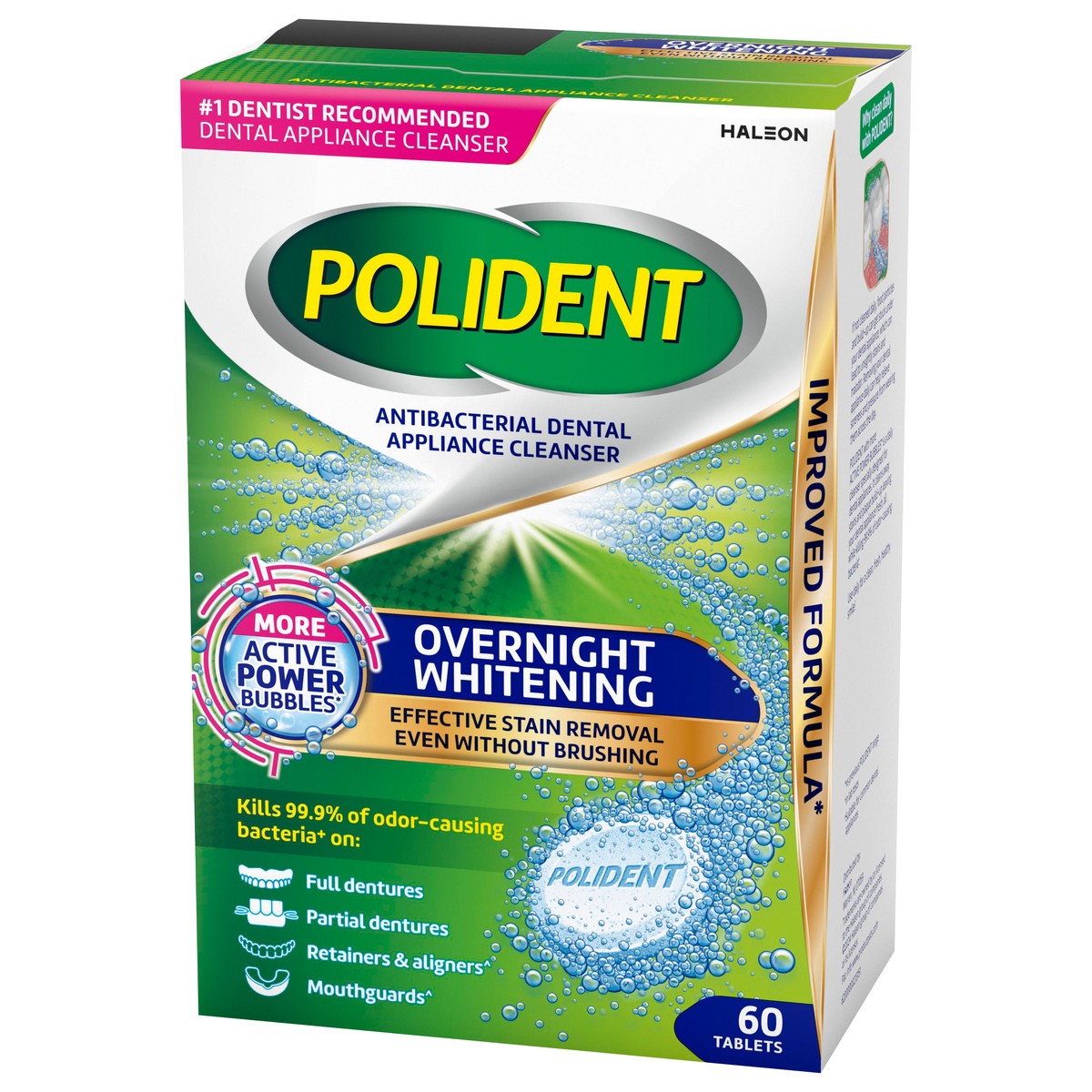 slide 9 of 12, Polident Overnight Whitening Denture Cleaner 60 Count, 60 ct