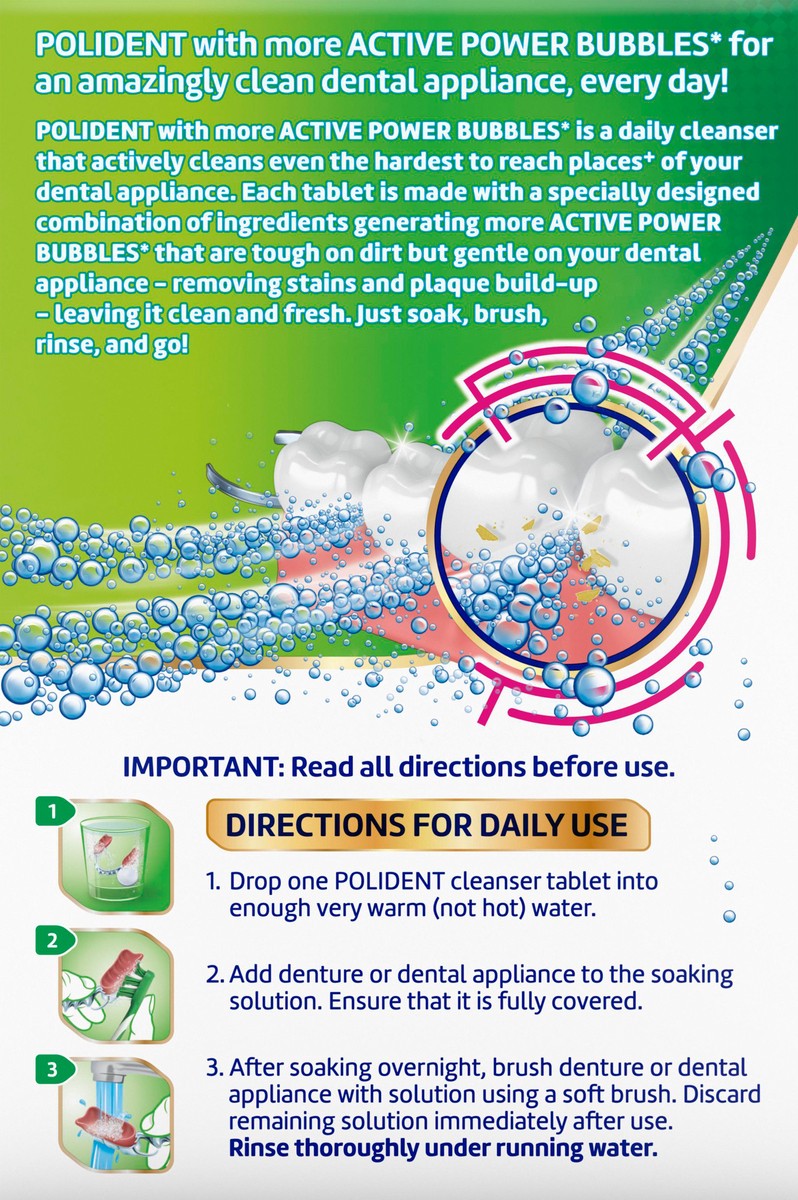 slide 5 of 12, Polident Overnight Whitening Denture Cleaner 60 Count, 60 ct