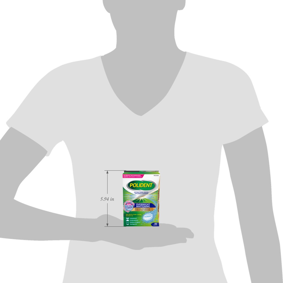 slide 11 of 12, Polident Overnight Whitening Denture Cleaner 60 Count, 60 ct