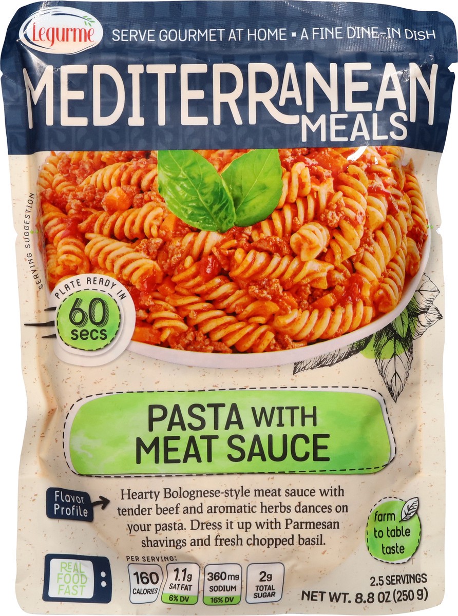 slide 4 of 13, Legurme Mediterranean Meals Pasta with Meat Sauce 8.8 oz, 8.8 oz