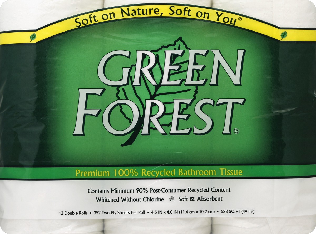 slide 5 of 6, Green Forest Premium Bathroom Tissue 100% Recycled Double Roll 2-Ply, 12 ct