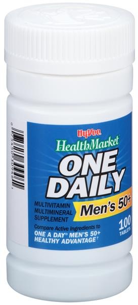 slide 1 of 1, Hy-Vee HealthMarket One Daily Men's 50+ Multivitamin/Multimineral Supplement Tablets, 100 ct