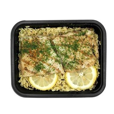 slide 1 of 1, Hy-Vee Heat & Eat Grilled Pollock Over Rice, 1 ct