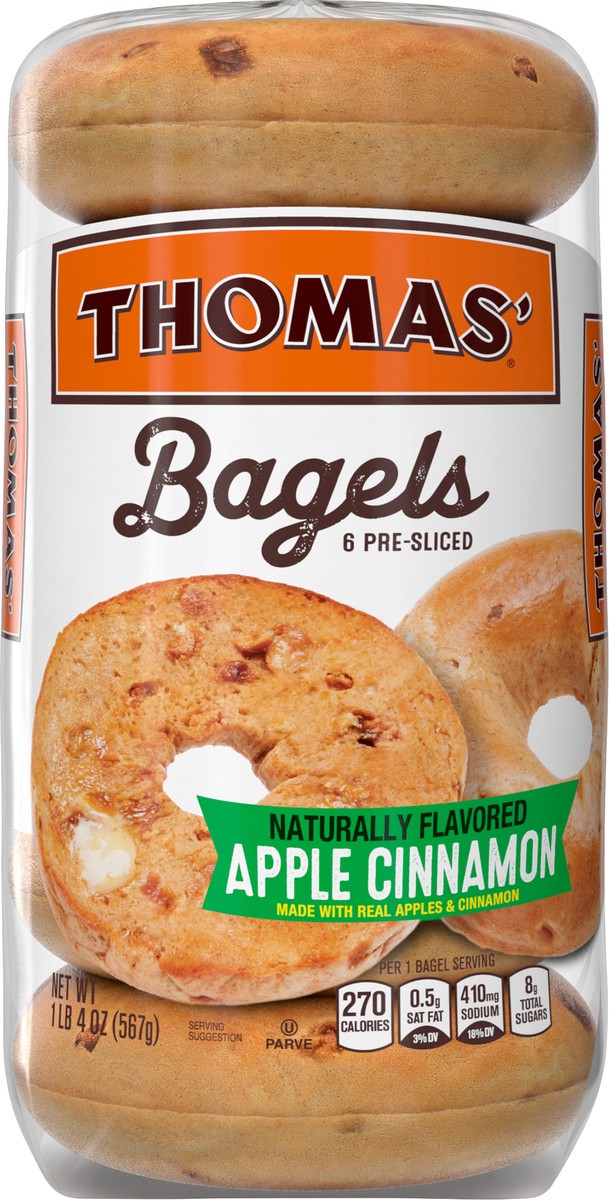 slide 9 of 9, Thomas' Thomas Apple Cinnamon Bagel 6 Ct 20 Oz, 6 ct