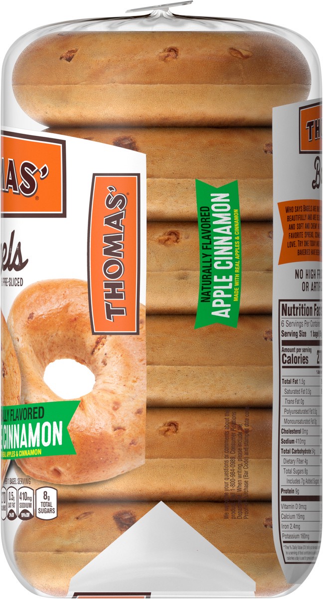 slide 3 of 9, Thomas' Thomas Apple Cinnamon Bagel 6 Ct 20 Oz, 6 ct