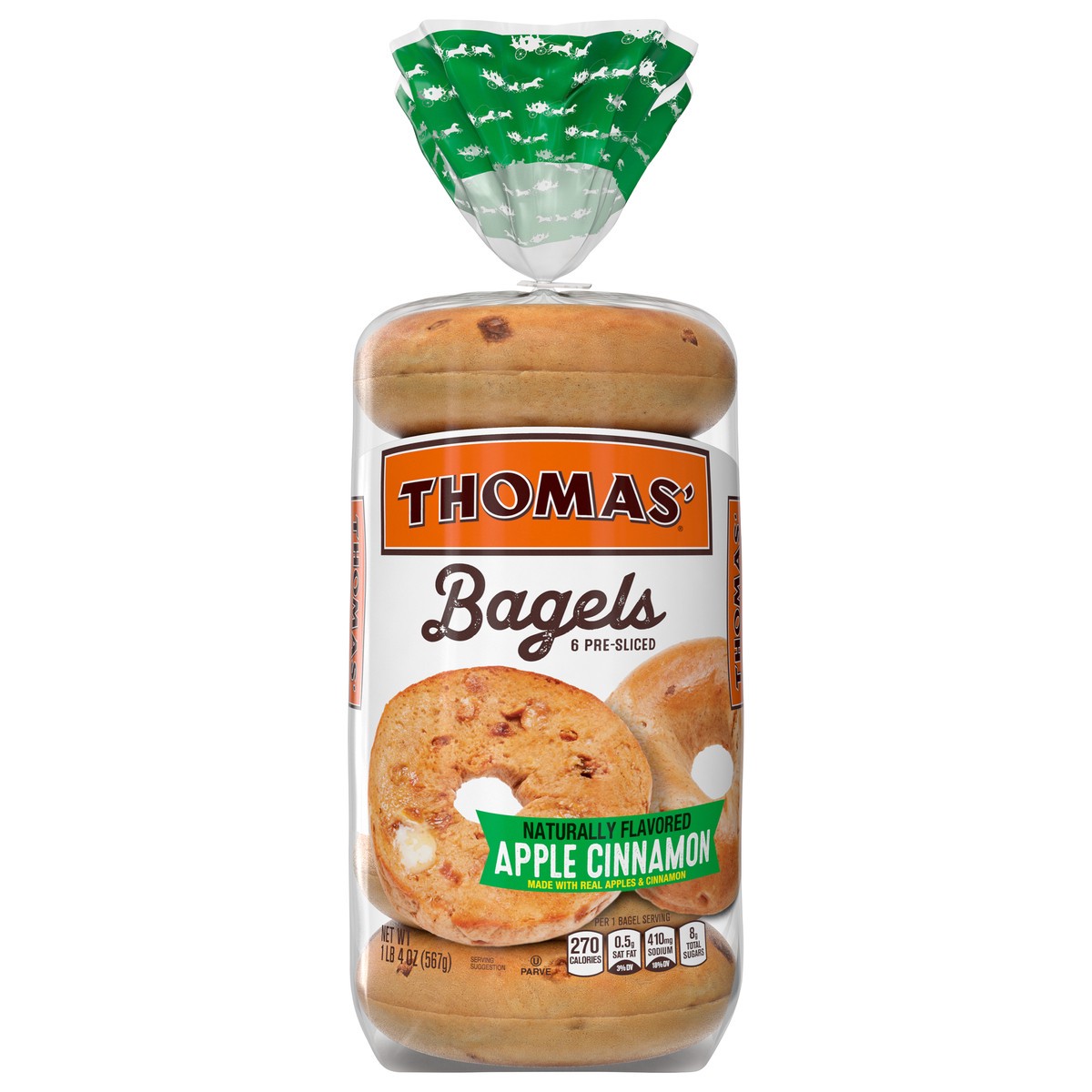 slide 1 of 9, Thomas' Thomas Apple Cinnamon Bagel 6 Ct 20 Oz, 6 ct