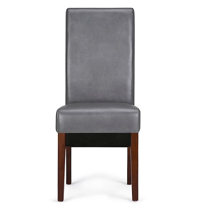 slide 1 of 5, Simpli Home Faux Leather Upholstered Dining Chairs - Stone Grey, 2 ct