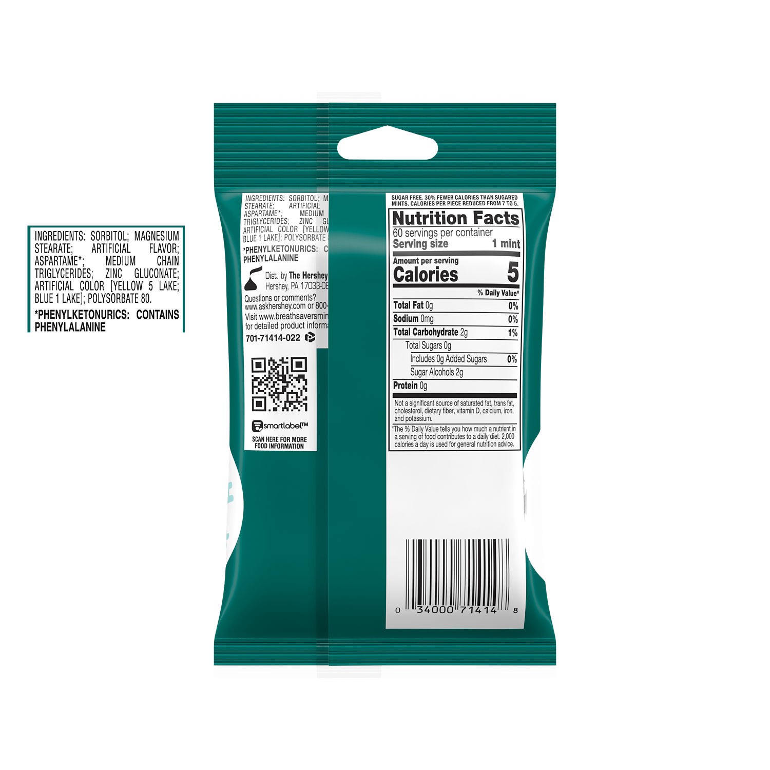 slide 5 of 5, BREATH SAVERS Wintergreen Sugar Free Breath Mints Rolls, 0.75 oz (5 Count), 5 ct