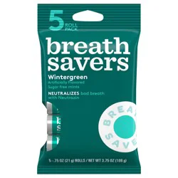 BREATH SAVERS Wintergreen Sugar Free Breath Mints Rolls, 0.75 oz (5 Count)
