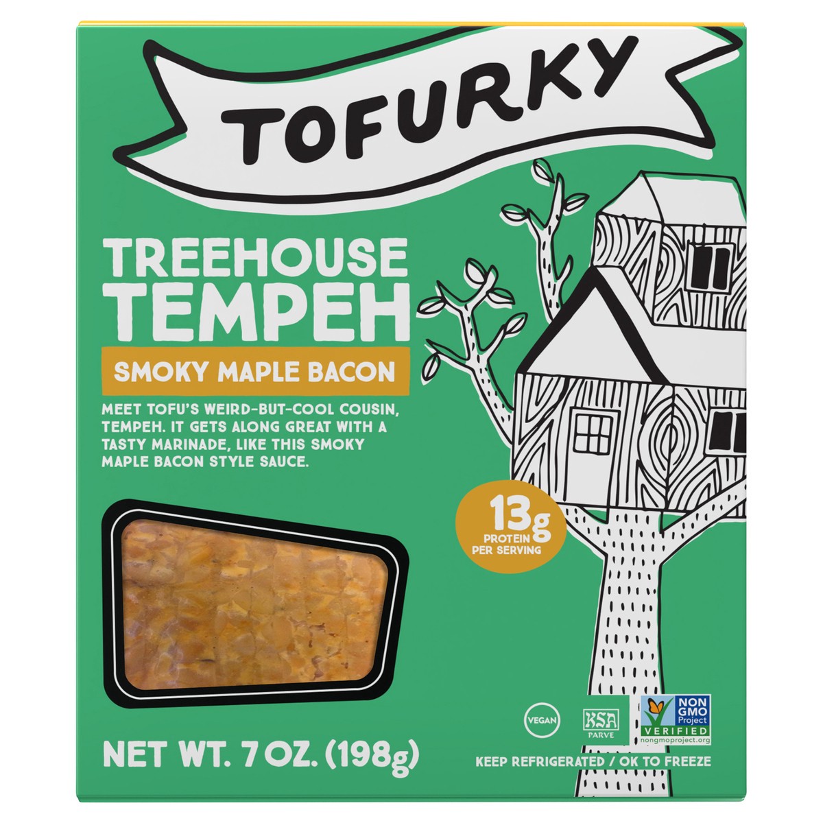 slide 1 of 6, Tofurky Smoky Maple Bacon Tempeh, 7 oz