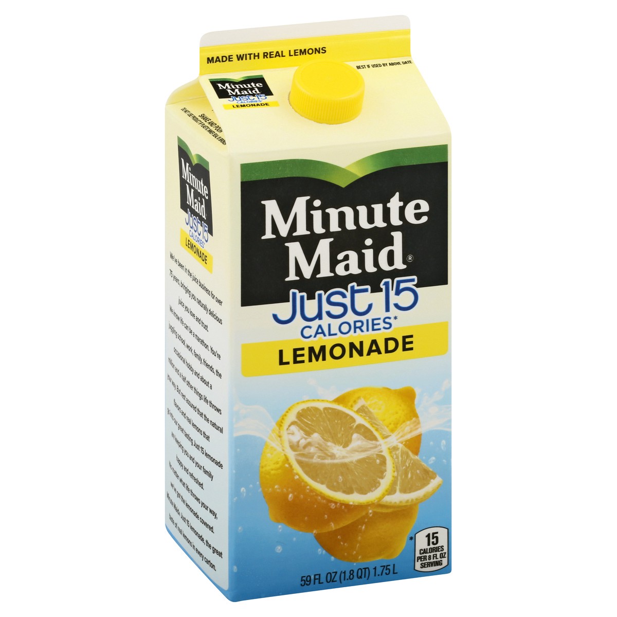 slide 7 of 9, Minute Maid Just 15 Calories, Lemonade Carton, 59 fl oz, 59 fl oz