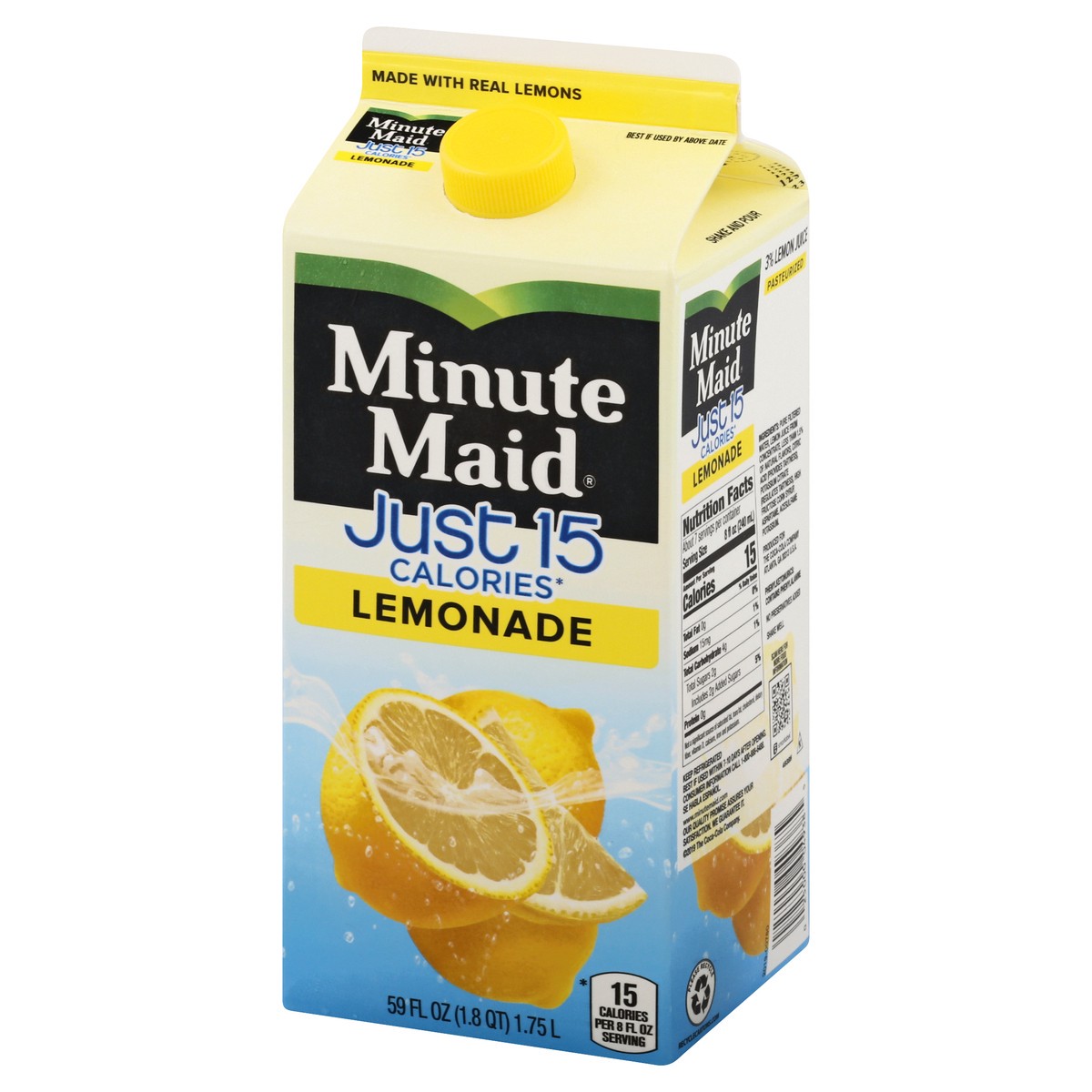 slide 2 of 9, Minute Maid Just 15 Calories, Lemonade Carton, 59 fl oz, 59 fl oz