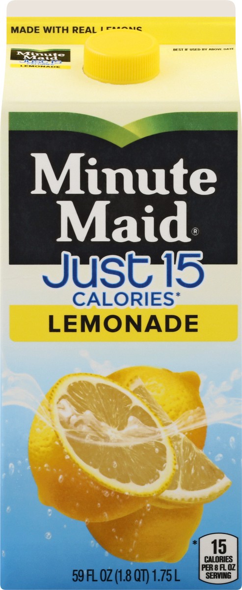 slide 5 of 9, Minute Maid Just 15 Calories, Lemonade Carton, 59 fl oz, 59 fl oz