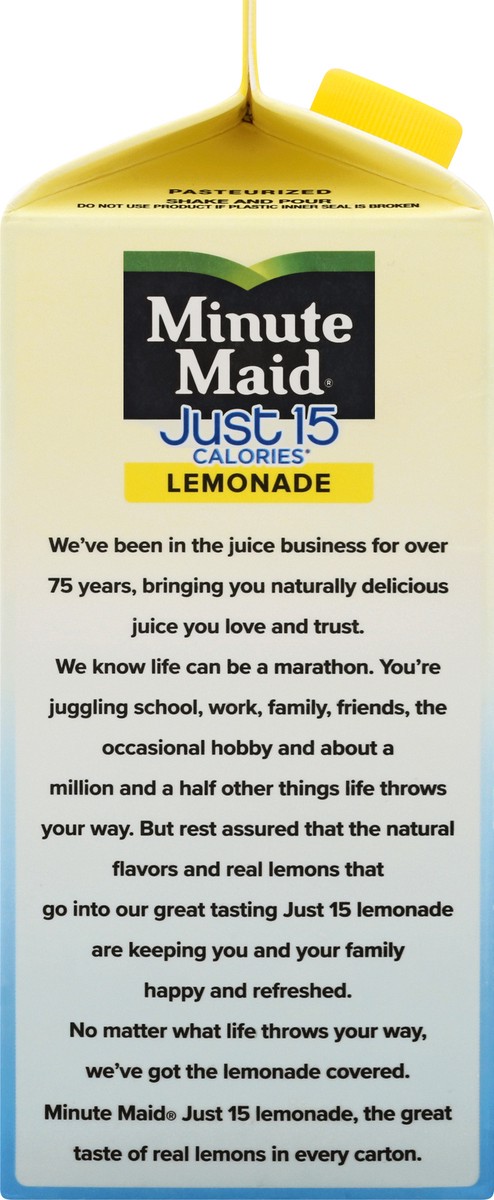 slide 3 of 9, Minute Maid Just 15 Calories, Lemonade Carton, 59 fl oz, 59 fl oz