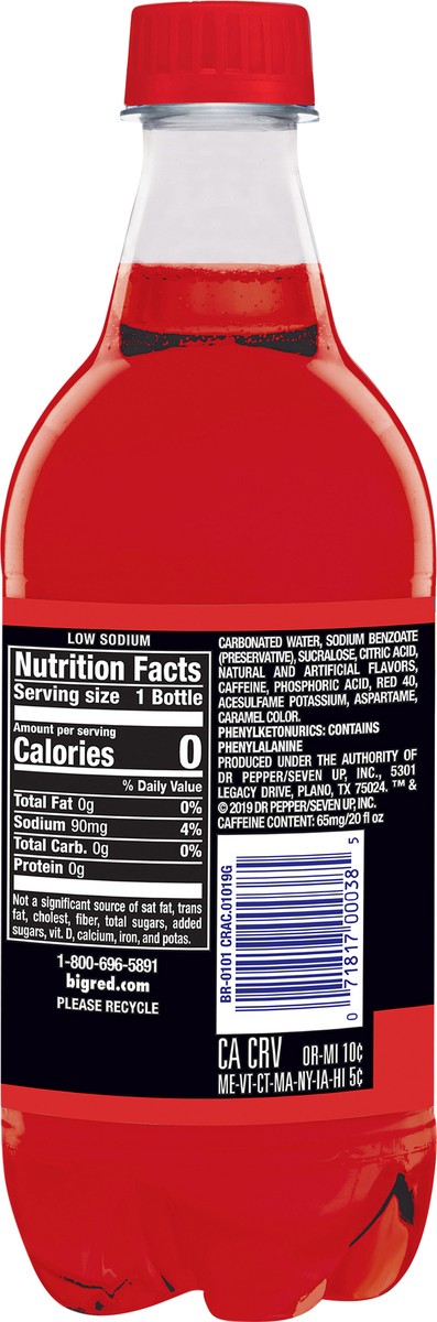 slide 2 of 11, Big Red Soda Zero, 20 fl oz bottle, 20 fl oz