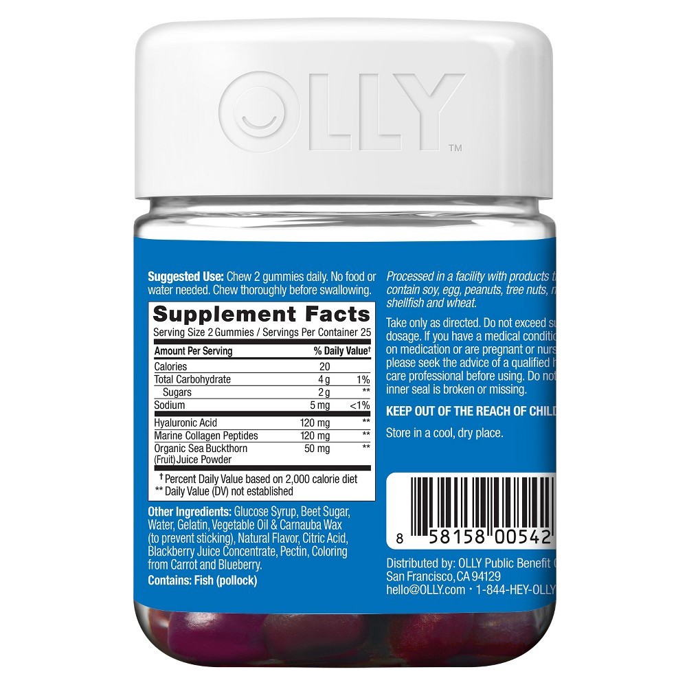 slide 8 of 9, Olly Vibrant Skin Plump Berry Gummies, 50 ct