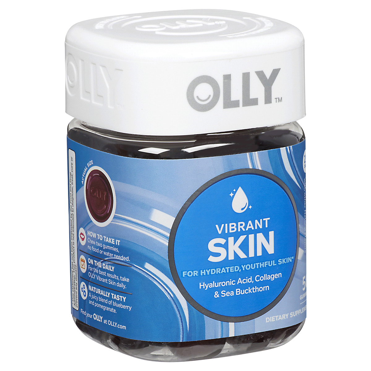 slide 5 of 9, Olly Vibrant Skin Plump Berry Gummies, 50 ct