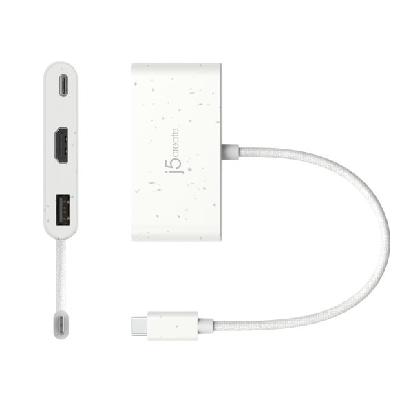 slide 2 of 7, J5Create Eco-Friendly Usb-C To Hdmi & Usb Adapter With Power Delivery, White, Jca379Ew, 1 ct
