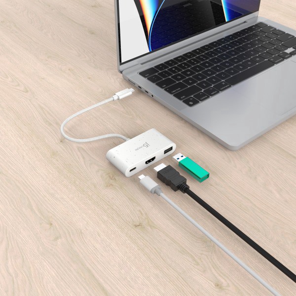 slide 4 of 7, J5Create Eco-Friendly Usb-C To Hdmi & Usb Adapter With Power Delivery, White, Jca379Ew, 1 ct
