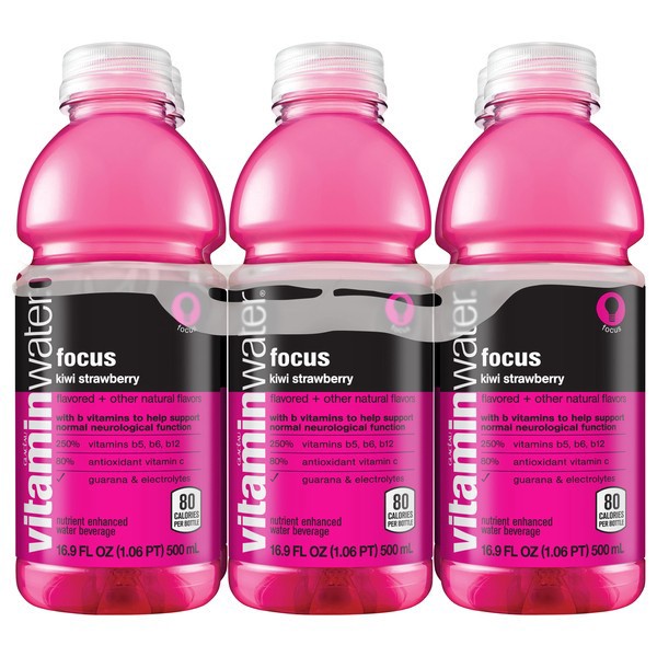 slide 1 of 1, vitaminwater focus Bottles, 16.9 fl oz, 6 Pack, 6 ct
