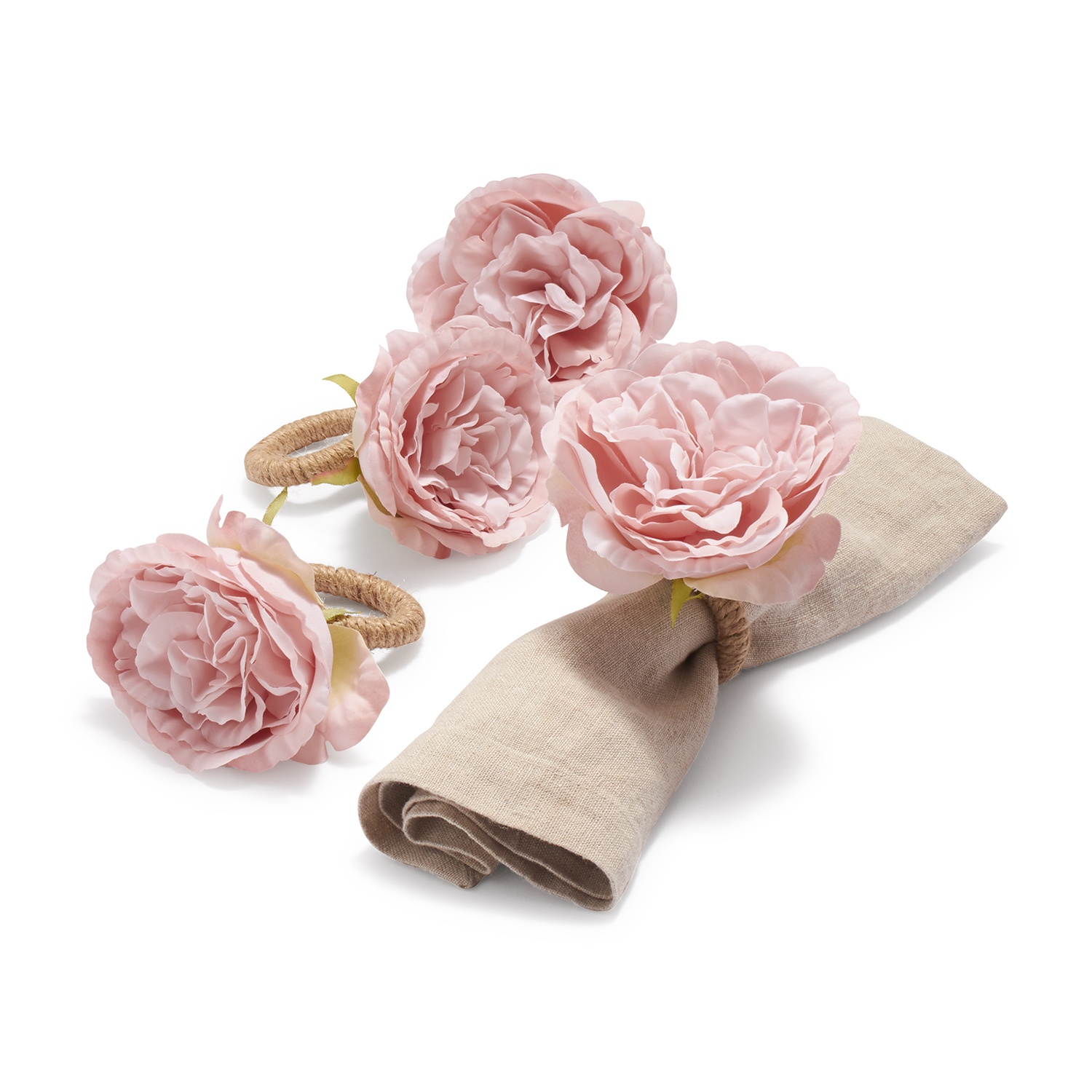 slide 1 of 1, Sur La Table Pink Rose Napkin Rings, 4 ct