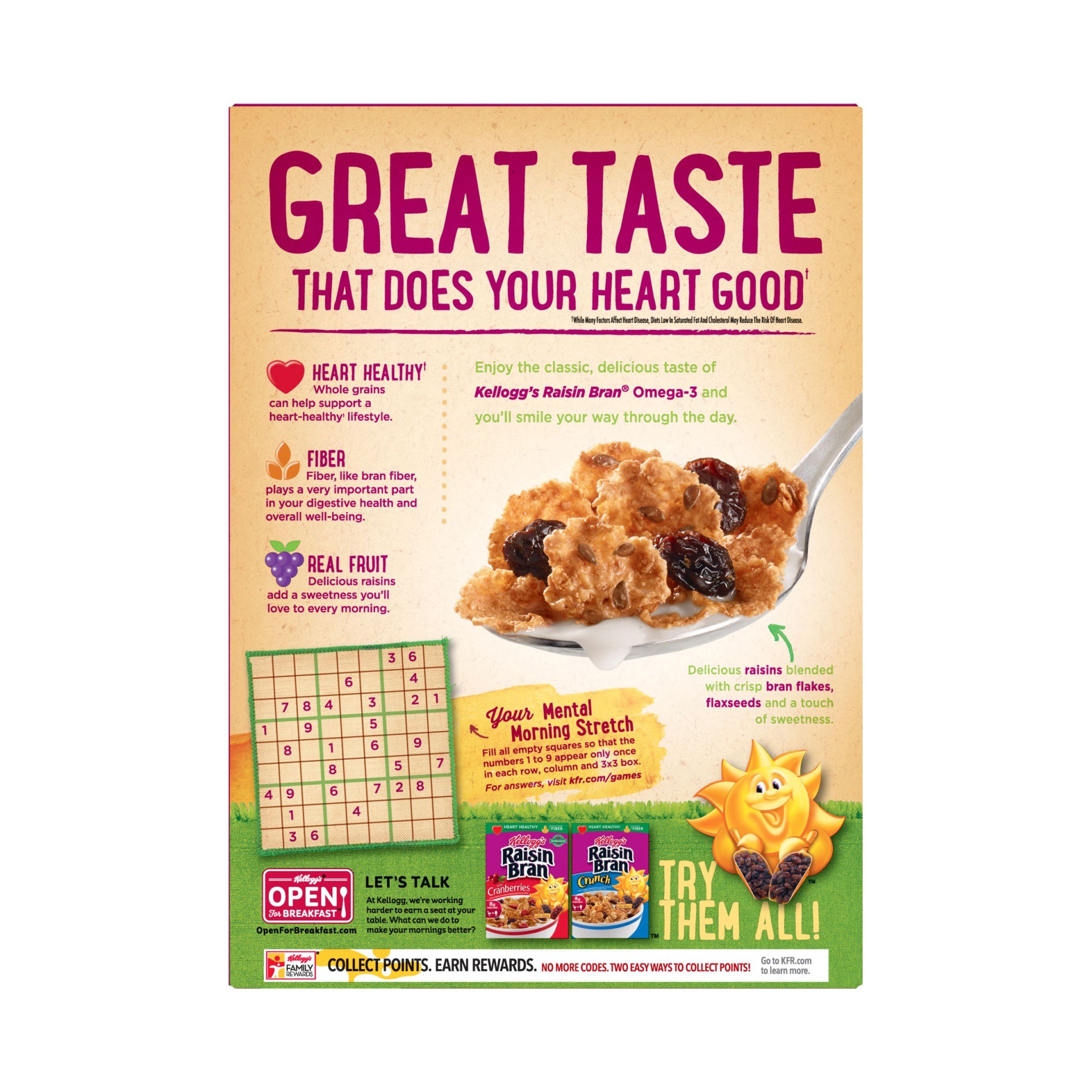 slide 4 of 7, Raisin Bran Breakfast Cereal Omega-3, 14.3 oz