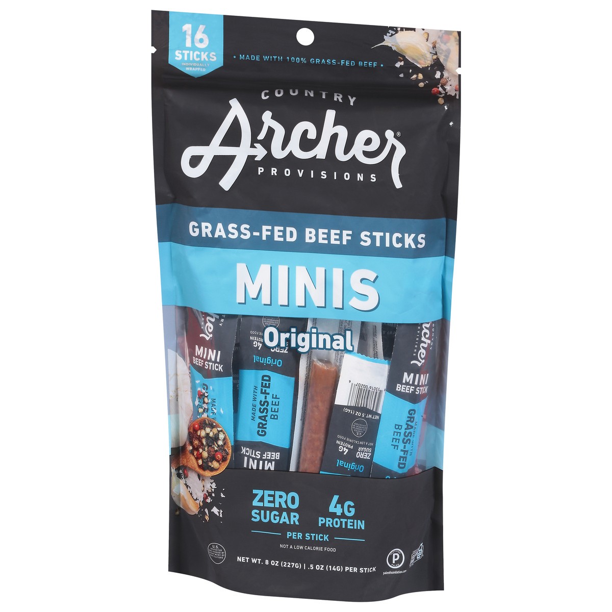 slide 8 of 9, Country Archer Provisions Mild Original Minis Beef Sticks 16 - 0.5 oz Sticks, 8 oz