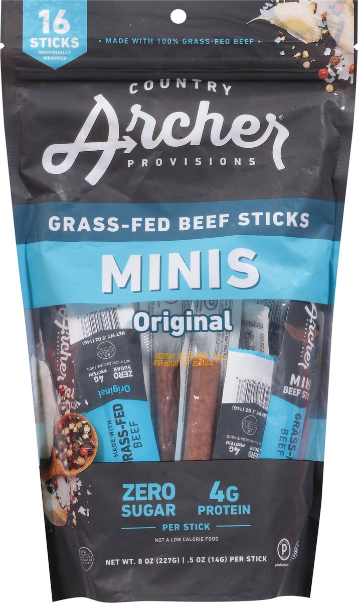 slide 3 of 9, Country Archer Provisions Mild Original Minis Beef Sticks 16 - 0.5 oz Sticks, 8 oz