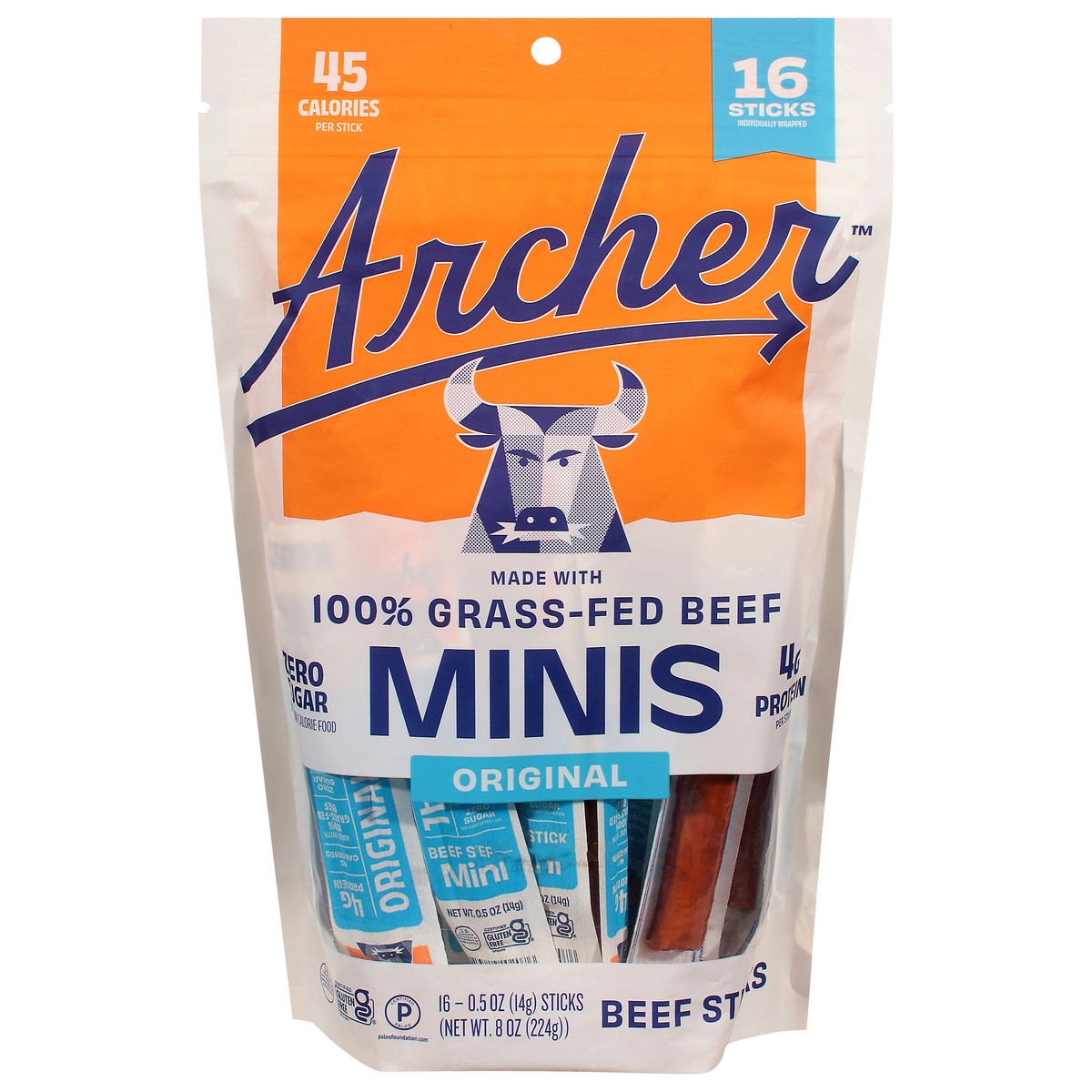 slide 1 of 9, Country Archer Provisions Mild Original Minis Beef Sticks - 16 x 0.5 oz, 8 oz