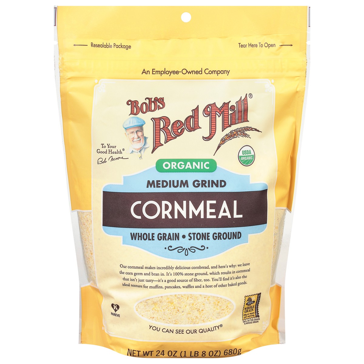 slide 1 of 9, Bob's Red Mill Cornmeal Medium Grind Organic, 24 oz