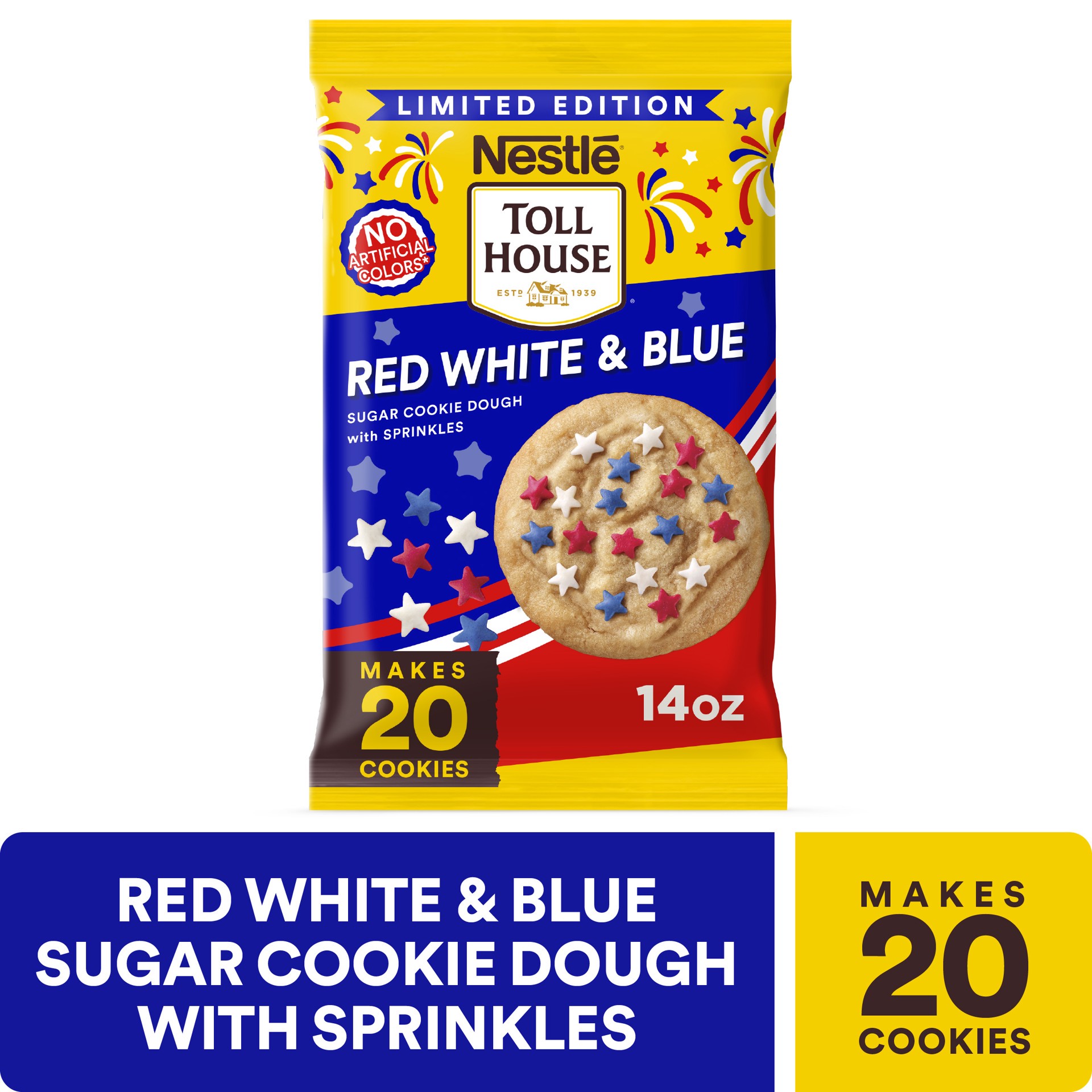 slide 1 of 7, Nestle Toll House Cookie Dough Red White & Blue Sprinkles Bar 14oz - 14 Oz, 14 oz
