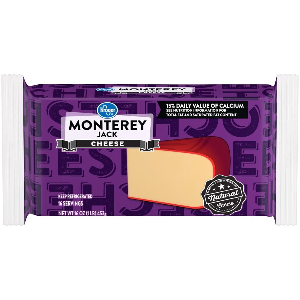 slide 1 of 1, Kroger Monterey Jack Cheese Bar, 16 oz