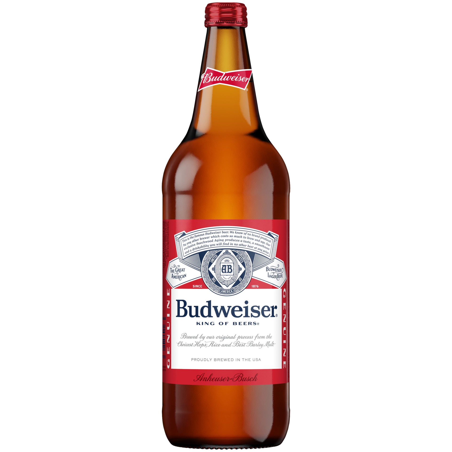 slide 1 of 6, Budweiser Lager Beer 32 fl oz Bottle, 5% ABV, 32 fl oz