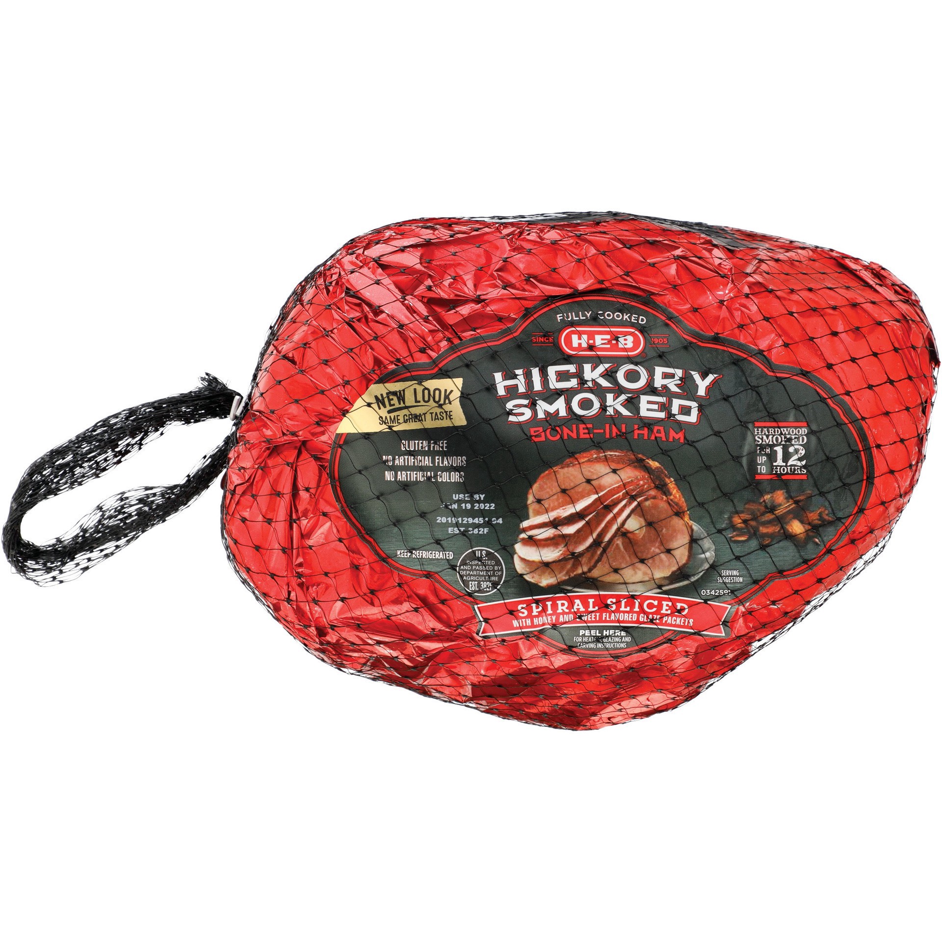 slide 1 of 1, H-E-B Fully Cooked Spiral Sliced Hickory Smoked Ham, per lb