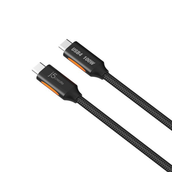 slide 3 of 7, J5Create Usb4 Gen 3 Full-Featured Usb-C Braided Cable, 3.9', Black, Jucx27L12, 1 ct