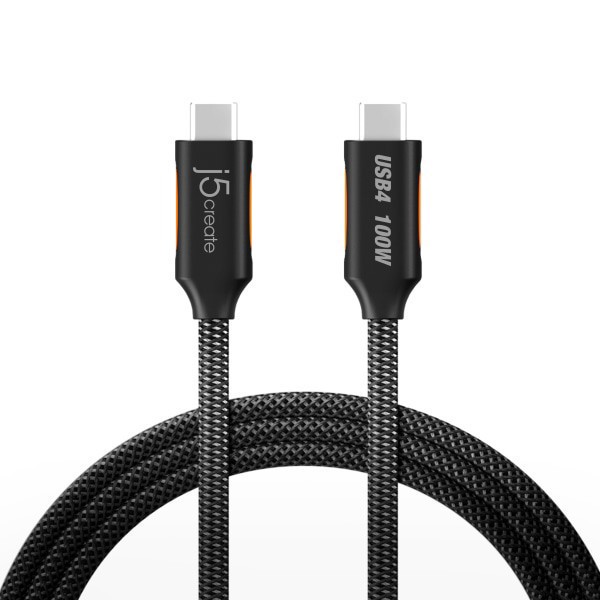 slide 1 of 7, J5Create Usb4 Gen 3 Full-Featured Usb-C Braided Cable, 3.9', Black, Jucx27L12, 1 ct