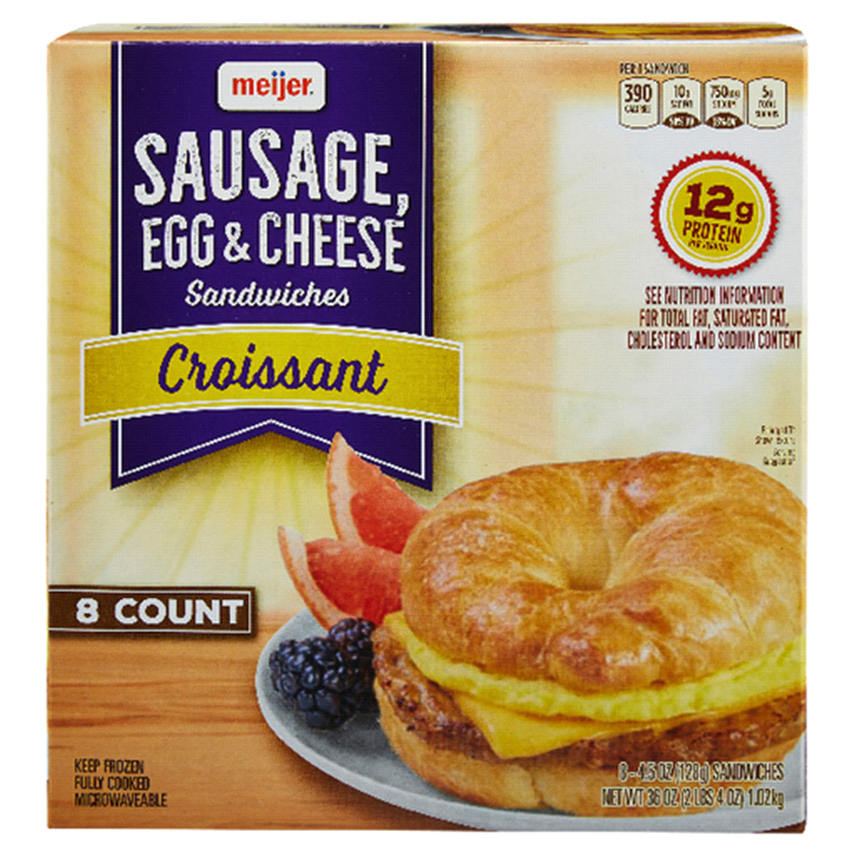 slide 1 of 1, Meijer Sausage, Egg & Cheese Croissant, 36 oz