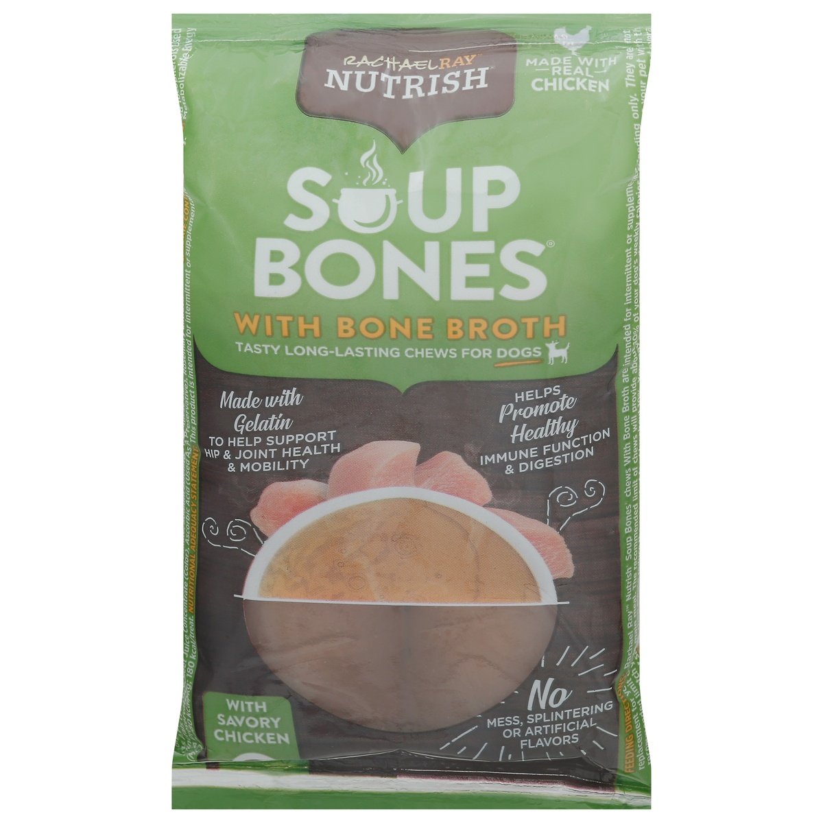 slide 1 of 1, Rachael Ray Nutrish Soup Bones Savory Chicken Chew Bone for Dogs 2 ea, 2 ct