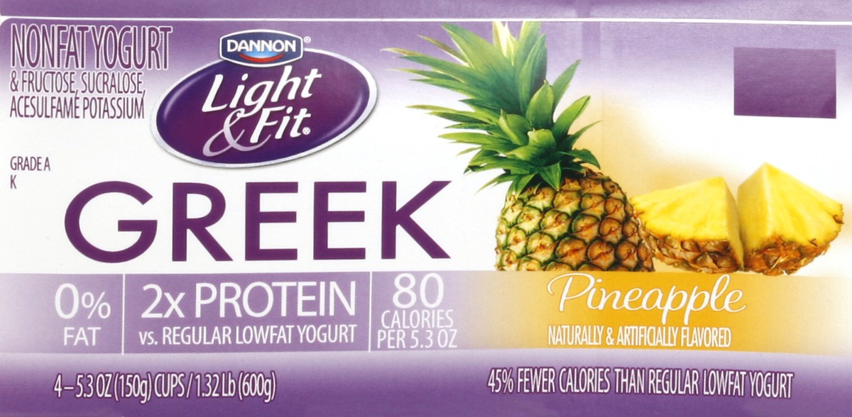 slide 2 of 4, Dannon Light & Fit Nonfat Pineapple Greek Yogurt, 21.2 oz
