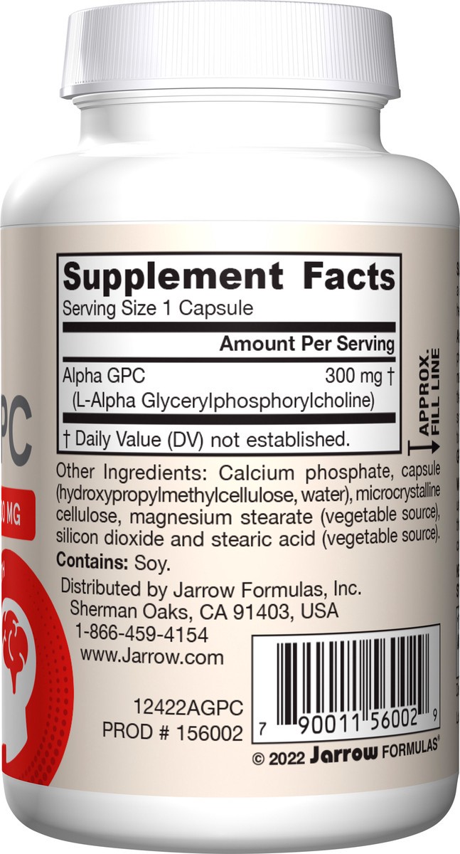 slide 3 of 4, Jarrow Formulas Alpha GPC 300 mg - 60 Veggie Capsules - Supports Brain Function - Up to 60 Servings, 60 ct