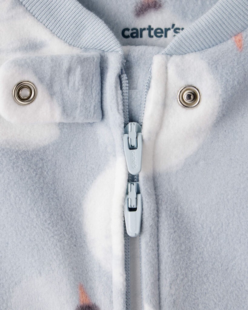 slide 2 of 3, Carter's Carters Baby Girl Swan Print Fleece Long-Sleeve Loose Fit Sleep & Play Pajamas - Blue Grey 3M, 1 ct