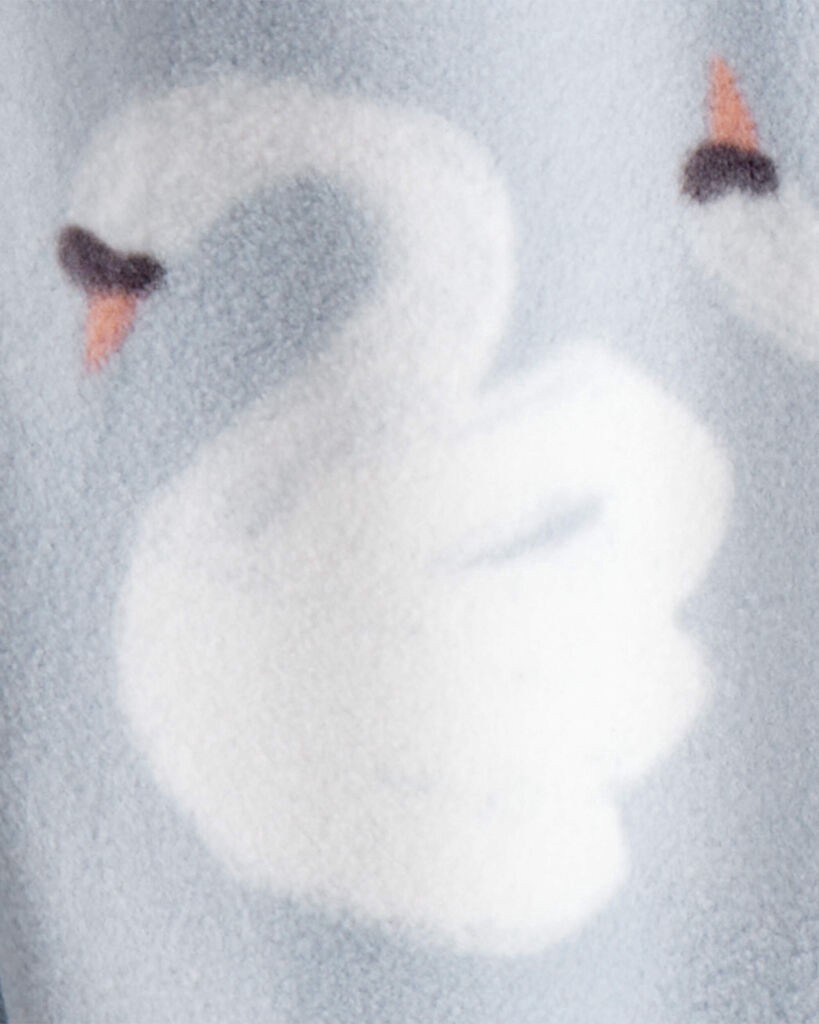 slide 3 of 3, Carter's Carters Baby Girl Swan Print Fleece Long-Sleeve Loose Fit Sleep & Play Pajamas - Blue Grey 3M, 1 ct