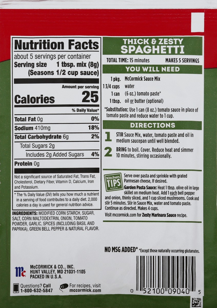 2 McCormick Thick And Zesty Spaghetti Sauce Mix - 1.37oz Lot of 2