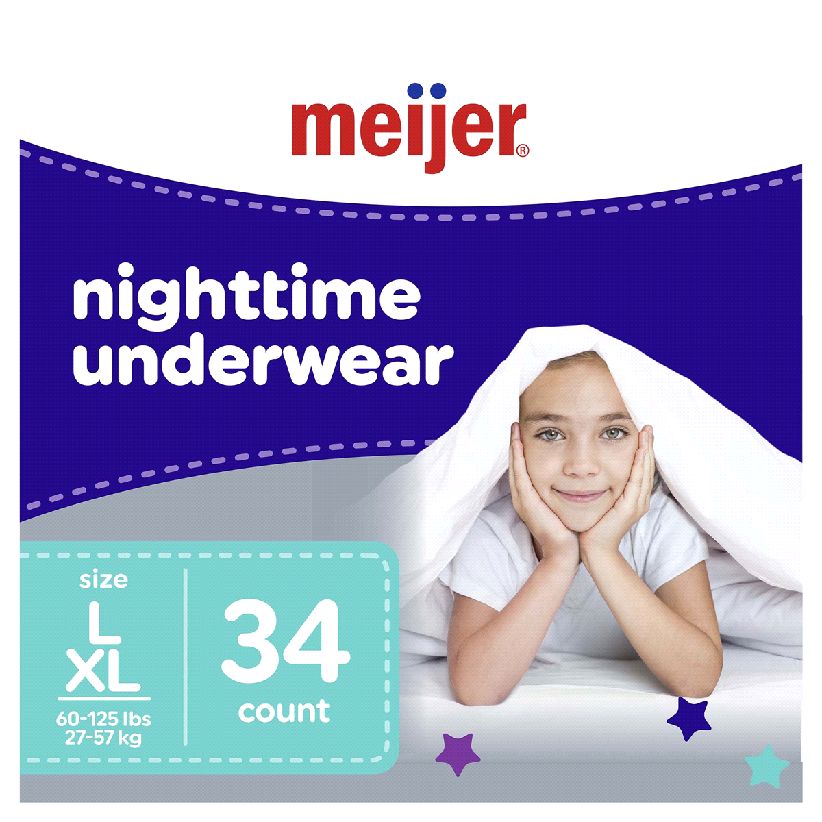 slide 1 of 25, Meijer Nighttime Underwear L/XL, 34 ct