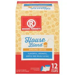 Rouses Markets Single Serve Cups Ground House Blend Coffee, 12 - 0.35 oz Cups
