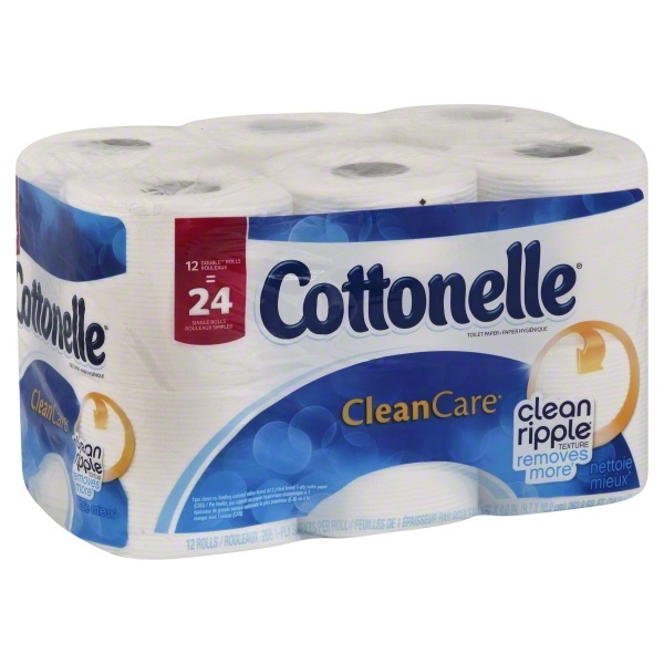 slide 1 of 1, Cottonelle Clean Care Toilet Paper 1-Ply Double Rolls, 12 ct