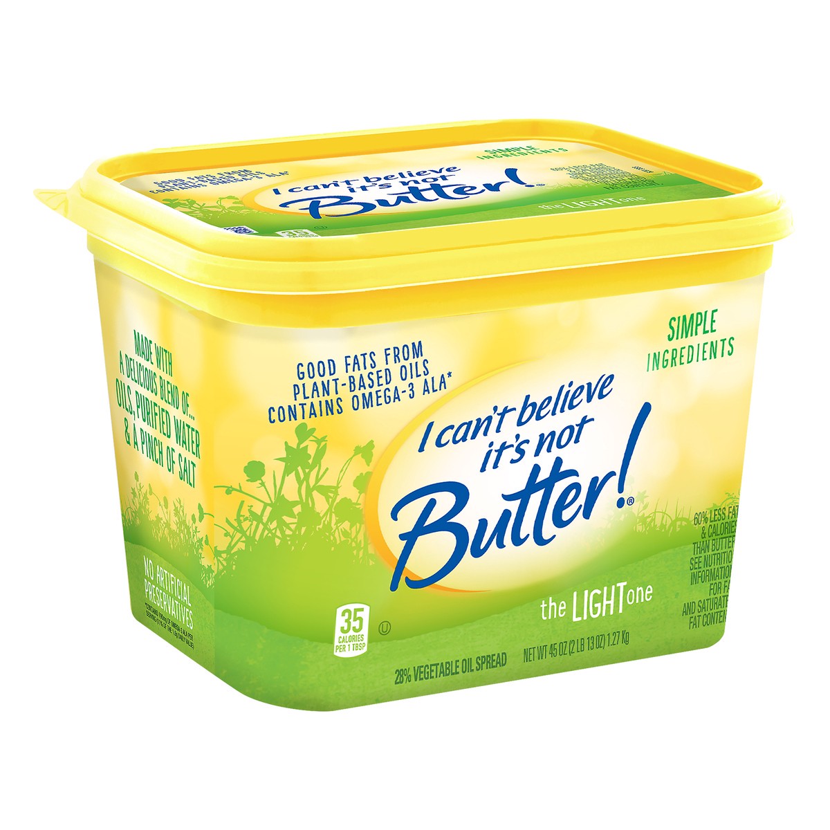 slide 3 of 6, I Can't Believe It's Not Butter! The Light One Vegetable Oil Spread 45 oz, 45 oz