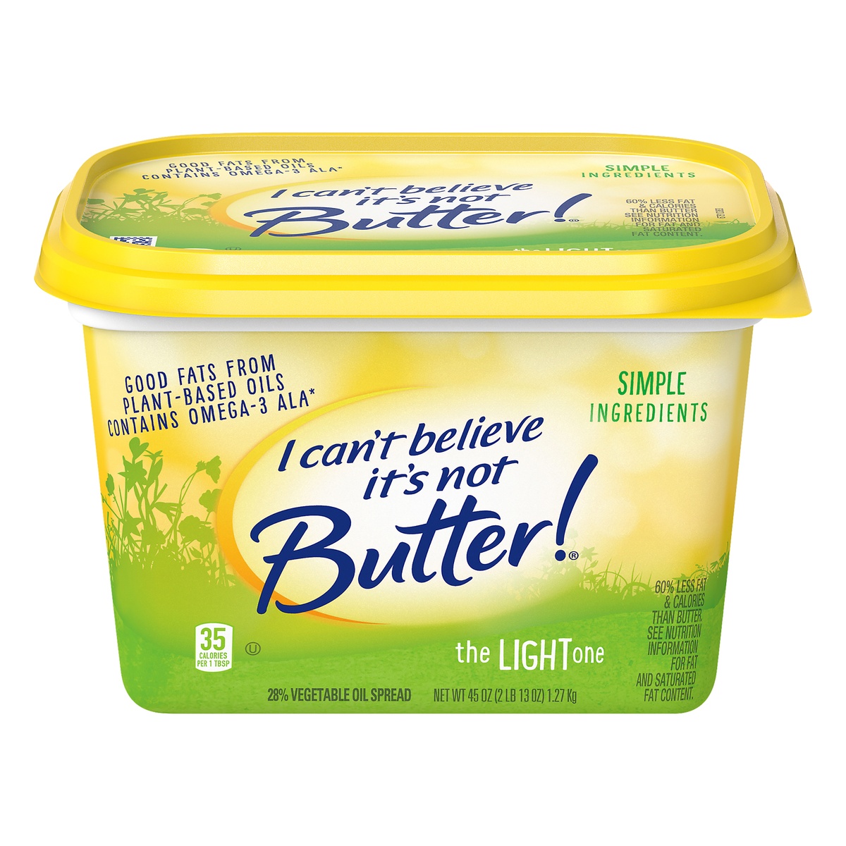 slide 1 of 8, I Can't Believe It's Not Butter! Vegetable Oil Spread Light, 45 oz
