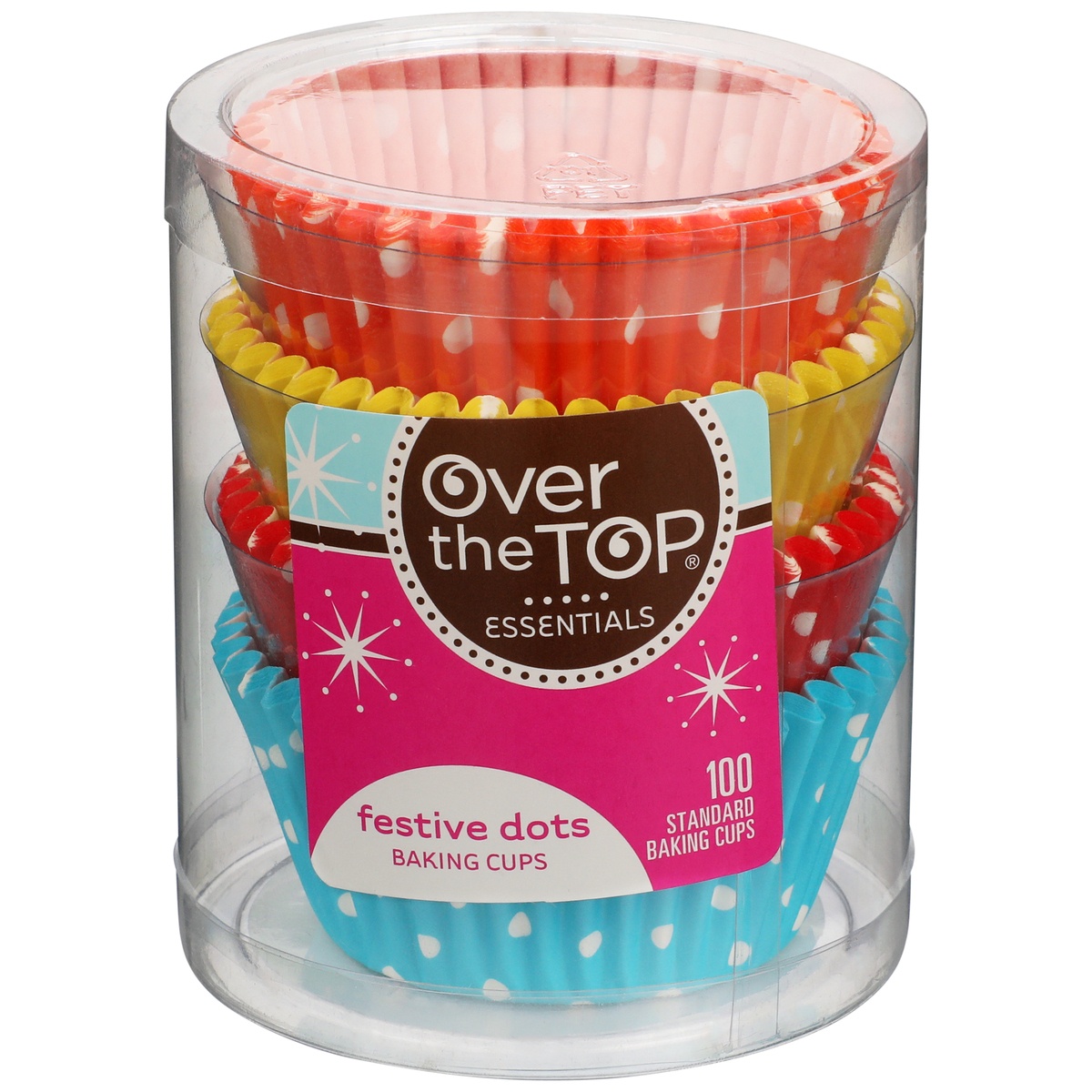 slide 1 of 1, Over The Top Baking Cups, Festive Dots, Standard, 100 ct